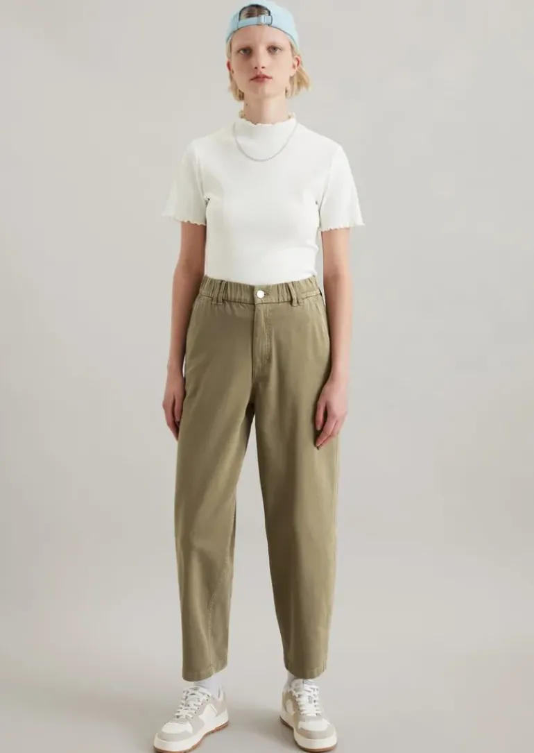 Barrel Pants cropped aus Organic Cotton Lyocell Stretch Twill