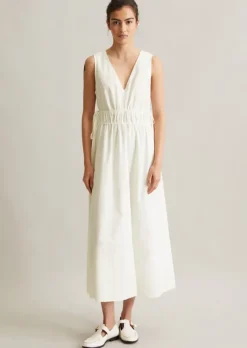 Baumwollkleid shaped mit Ton-in-Ton-Streifenmuster