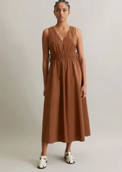 Baumwollkleid shaped mit Ton-in-Ton-Streifenmuster