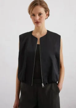 Blouson-Weste relaxed cropped aus Organic Cotton-Mix