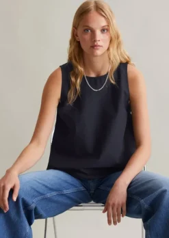 Blusen-Top regular cropped aus Organic-Cotton-Mix