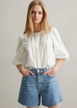 Bluse regular aus Broderie Anglaise