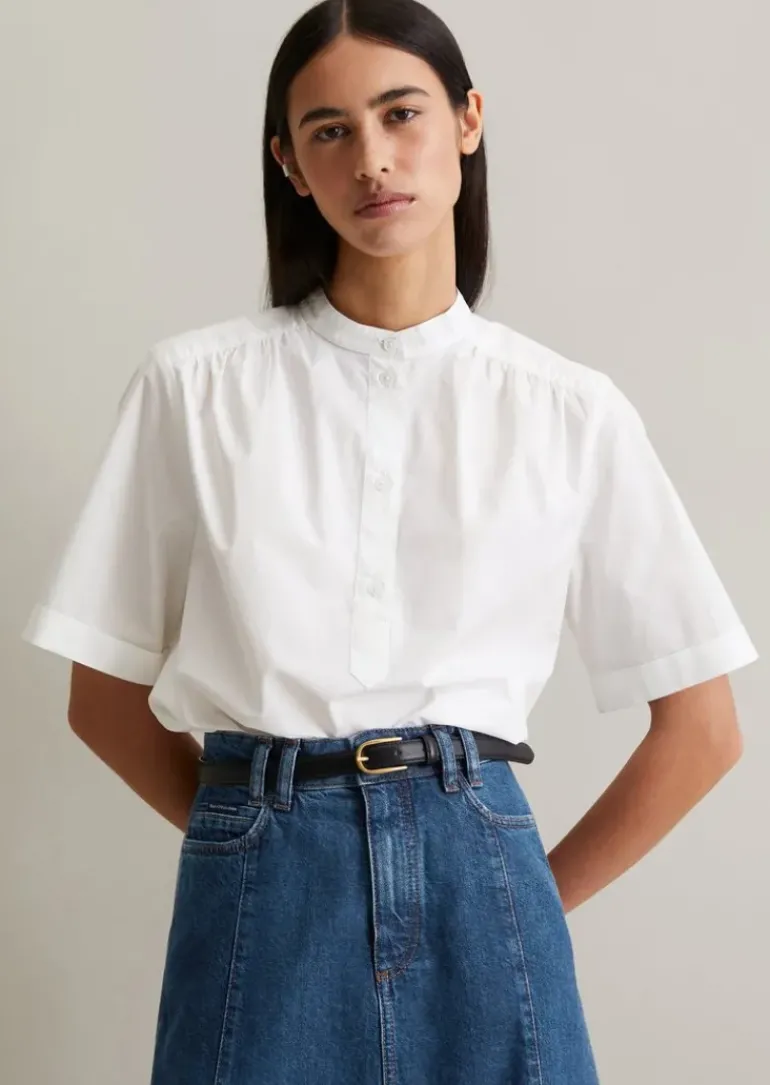 Bluse regular aus Papertouch Popeline