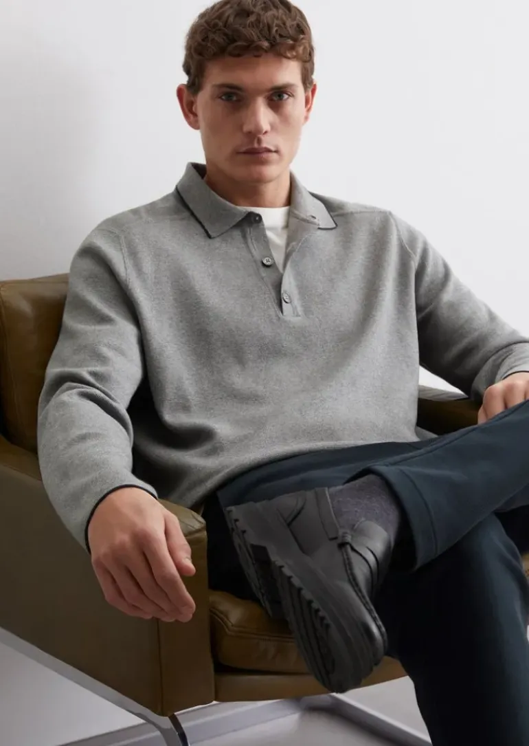 DfC Pullover regular im Polo-Stil aus Bio-Baumwolle