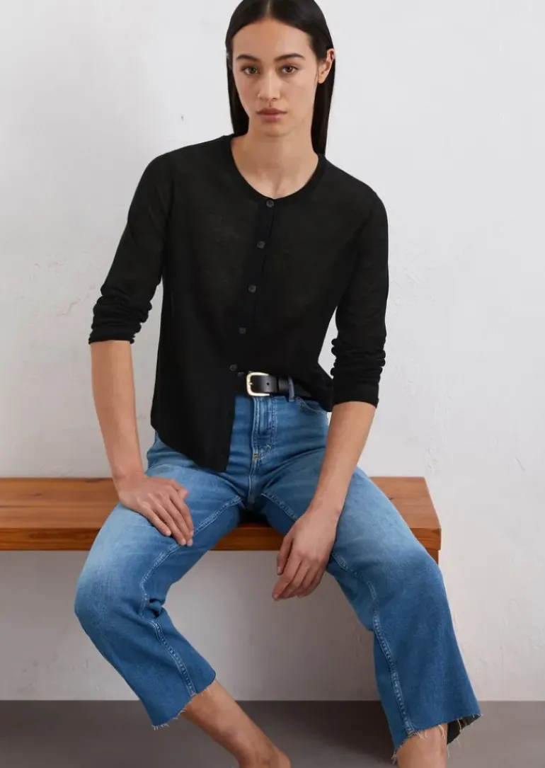 Feinstrick-Cardigan regular aus Organic Cotton-Mix