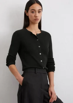 Feinstrick-Cardigan slim aus Baumwoll-Leinen-Slub-Garn