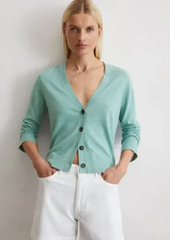 Feinstrick-Cardigan slim aus Baumwoll-Leinen-Slub-Garn