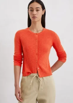 Feinstrick-Cardigan slim aus Baumwoll-Leinen-Slub-Garn
