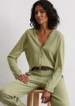 Feinstrick-Cardigan slim aus Organic-Cotton-Mix