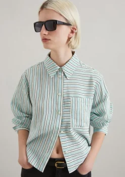 Gestreifte Bluse relaxed aus Crinkle-Viskose-Mix
