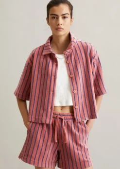 Gestreifte Frottee-Bluse relaxed aus softem Organic Cotton
