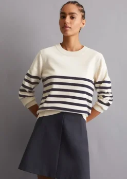 Gestreifter Strickpullover regular aus Soft Cotton Stretch