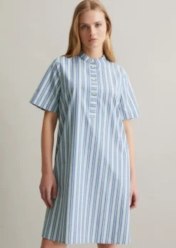 Gestreiftes Hemdblusenkleid A-Shape aus Papertouch-Popeline