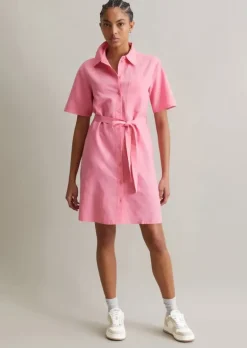 Hemdblusenkleid relaxed aus Leinen-Baumwolle-Mix