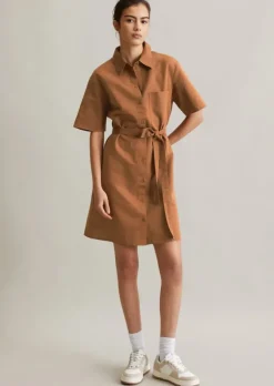 Hemdblusenkleid relaxed aus Leinen-Baumwolle-Mix