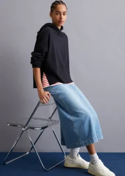 Hoodie relaxed mit breitem Rippbund