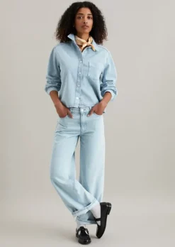 Jeansbluse relaxed cropped made with Orange Fiber