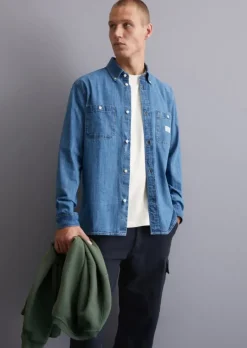 Jeanshemd regular mit Button-Down-Kragen