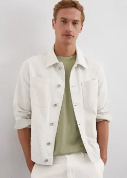Jeansjacke regular aus Bio-Baumwolle und Leinen