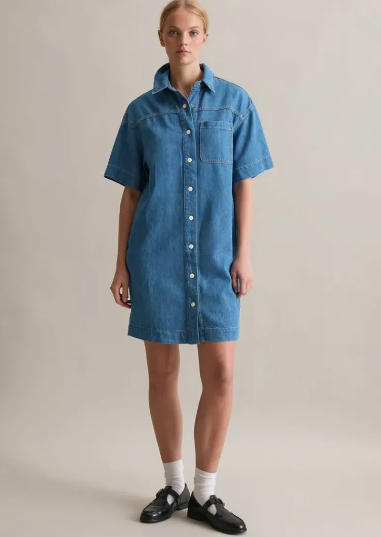 Jeanskleid relaxed mit recyeltem Leinen-Garn