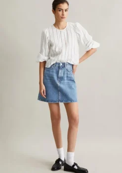 Jeans-Minirock regular aus Rigid-Denim