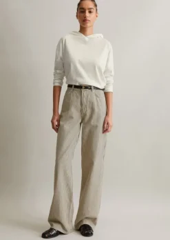 Jeans wide aus gestreiftem Organic Cotton