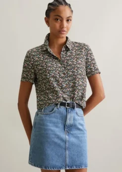 Kurzarm-Bluse regular aus LENZING™ ECOVERO™