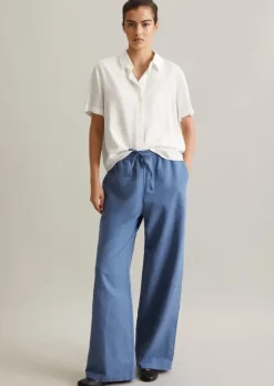 Kurzarm-Bluse relaxed aus fließender Viskose
