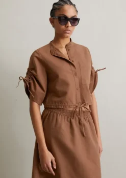 Kurzarm-Bluse relaxed mit Tunnelzug-Details