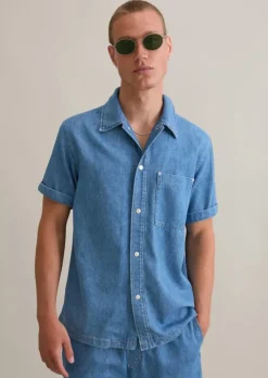 Kurzarm-Jeanshemd regular aus weichem Bio-Baumwoll-Mix