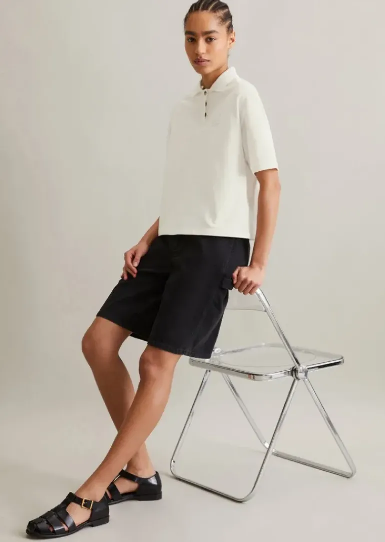 Kurzarm-Poloshirt wide aus Piqué-Jersey