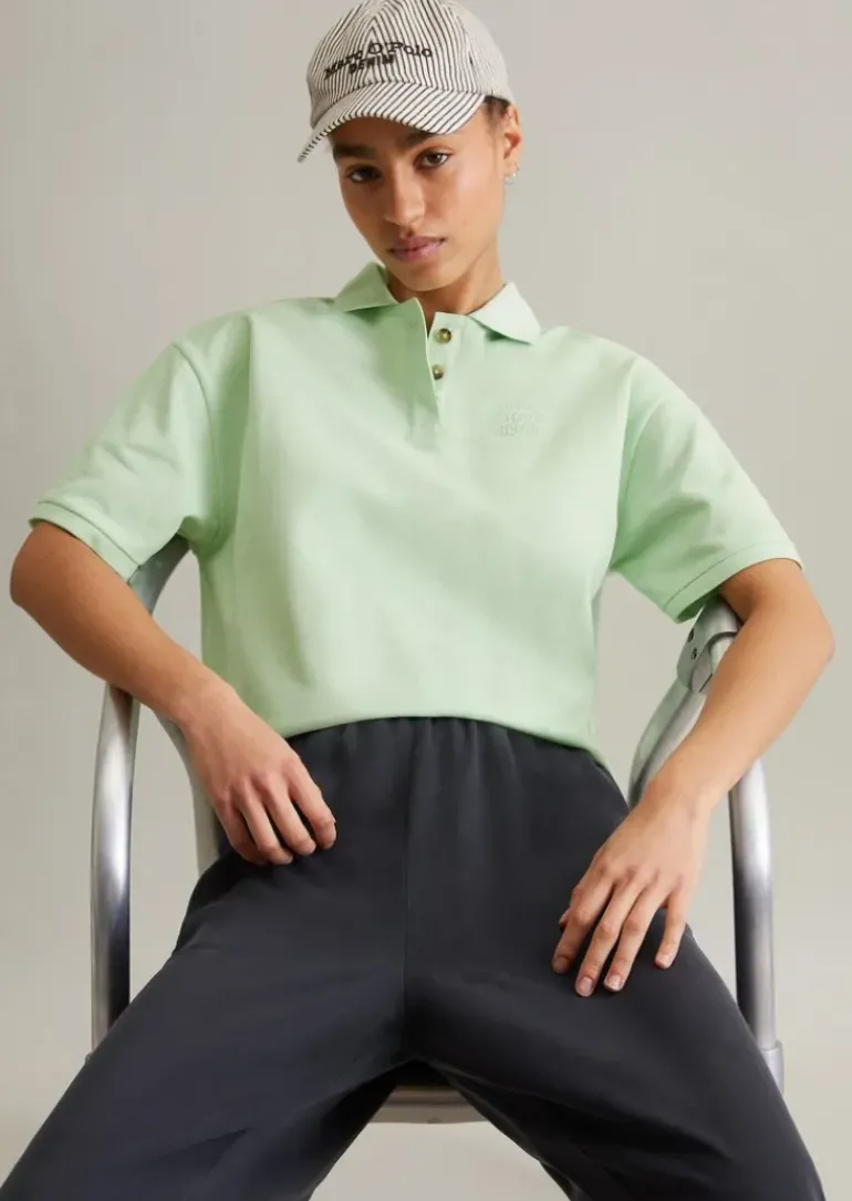 Kurzarm-Poloshirt wide aus Piqué-Jersey