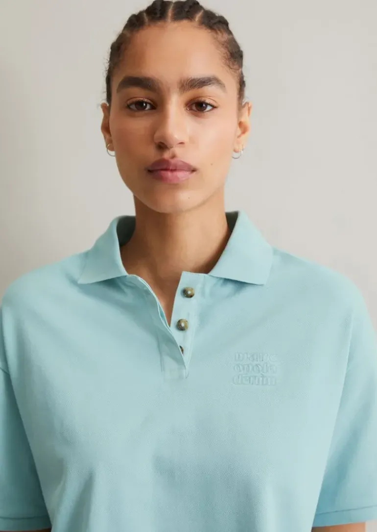 Kurzarm-Poloshirt wide aus Piqué-Jersey