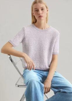 Kurzarmpullover loose aus Struktur-Strick