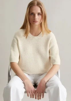 Kurzarm-Pullover regular in Häkel-Optik