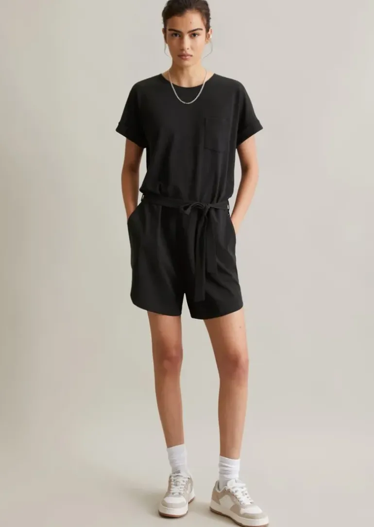 Kurz-Overall relaxed aus Piqué-Jersey