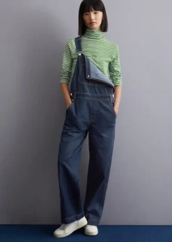 Latzhose relaxed aus dunkelblauem Rigid Denim