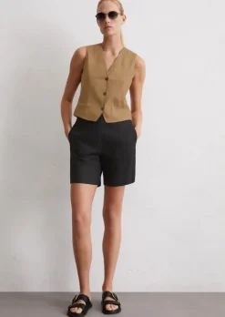 Leinenshorts flared aus Leinen-Viskose-Stretch