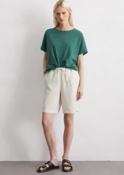 Leinen-Shorts straight mit teil-elastischem Bund