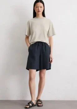 Leinenshorts straight mit teilelastischem Bund
