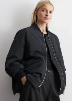 Long-Blouson relaxed aus Crinkle-Nylon