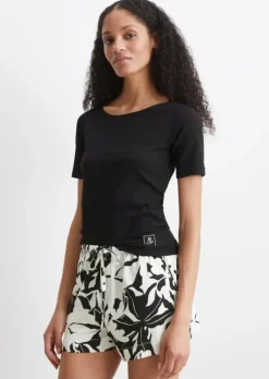 Loungeshirt aus geripptem Bio-Baumwoll-Modal-Mix