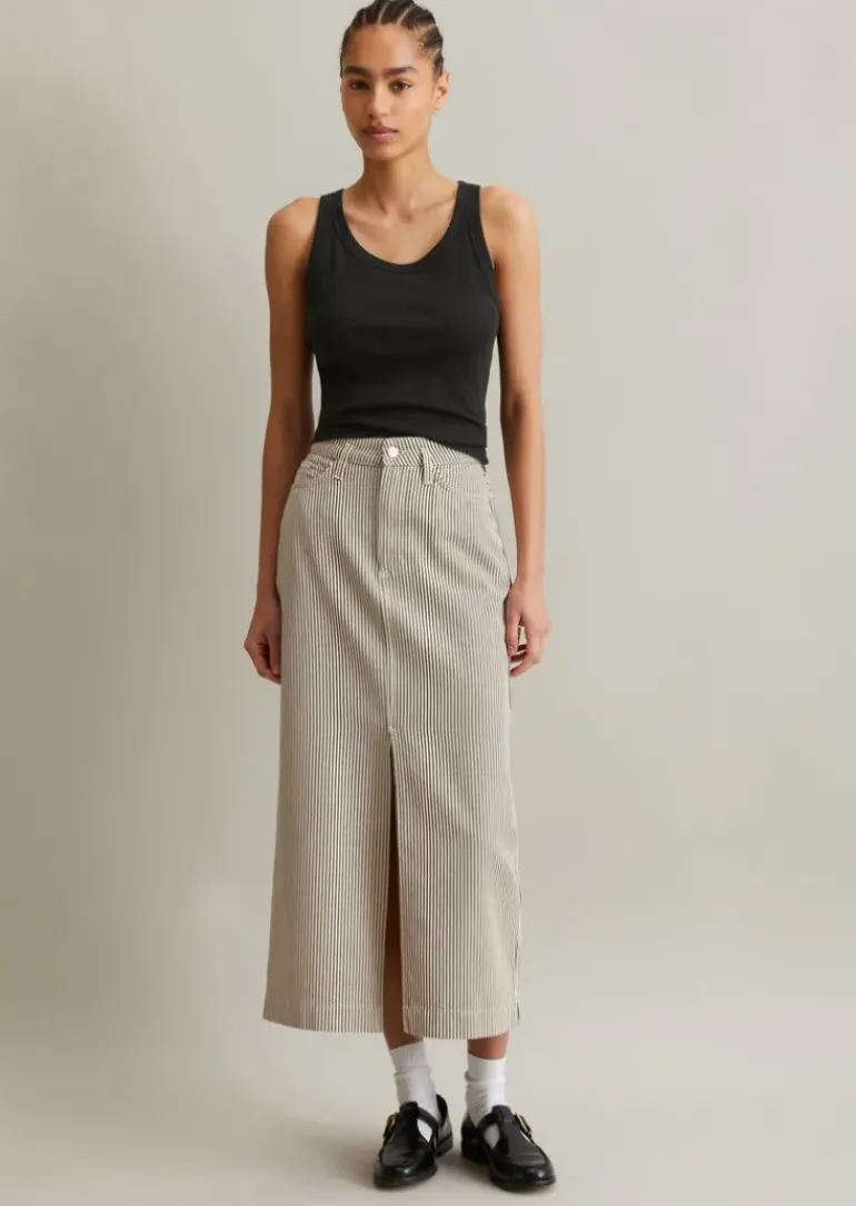 Maxirock regular aus gestreiftem Organic Cotton