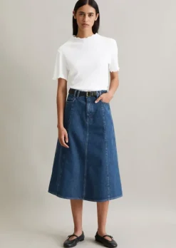 Midi-Jeansrock midi aus reiner Baumwolle