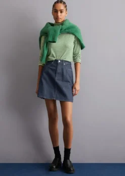 Mini-Jeansrock regular aus dunklem Rigid Denim