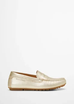 Mokassin aus Rindleder mit Metallic-Glanz