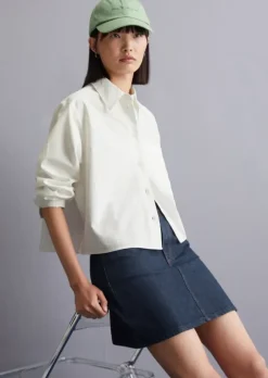 Oxford-Bluse cropped aus Organic Cotton