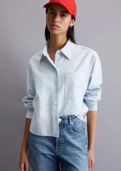 Oxford-Bluse cropped aus Organic Cotton