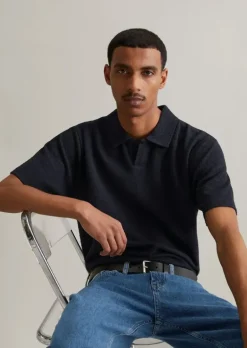 Poloshirt relaxed mit feiner Bouclé-Struktur