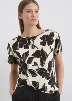 Print-Blusenshirt regular aus Viskose-Satin-Stretch